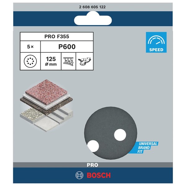 BOSCH (Bosch) sanding paper 125mmƒÓ # 600 (5 pieces) [2,608,605,122]