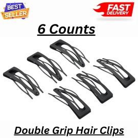 Revlon Double Grip Black Hair Clips No Slip Grip Dots 6 Count Black