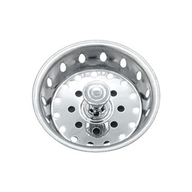 Replacement Kitchen Sink Stainless Steel Basket Strainer with Prong and Rubber Stopper, Universal Fit, 3-1/2 Inch Chrome