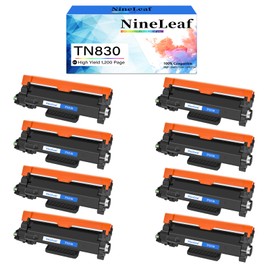 NineLeaf TN-830 Compatible Toner Cartridge Replacement for Brother TN830 TN830XL with Chip use for HL-L2460DW HL-L2465DW DCP-L2640DW MFC-L2820DW Laser Printer (8-Pack Black)