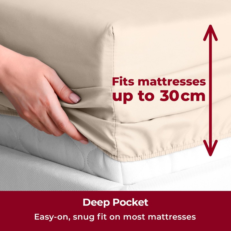 Mellanni Double Fitted Sheet Deep Fit 30 Cm - All