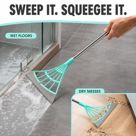 Silicone Floor Squeegee Broom for Wet & Dry Cleaning – PP Head with Plastic Handle for Home Bathrooms and Floors