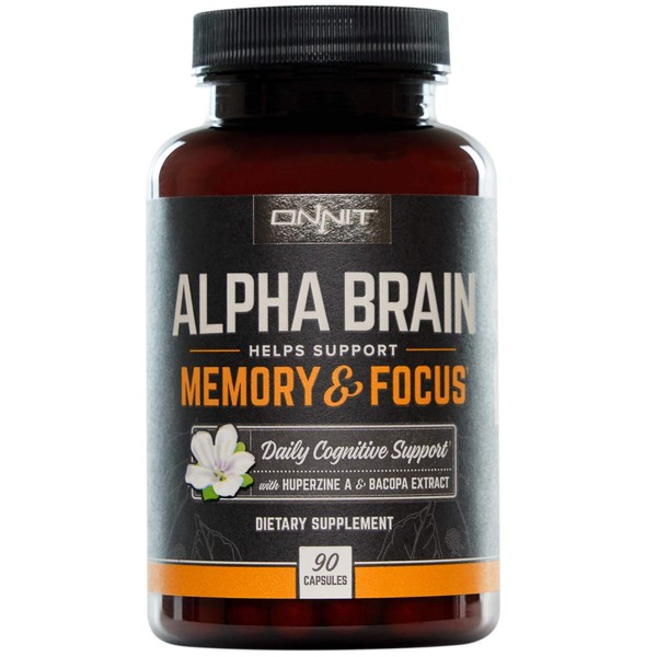 Onnit Alpha Brain Premium Nootropic Brain Supplement, 90 Count, for Men & Women - Caffeine-Free Focus Capsules for Concentration, Brain & Memory Support - Brain Booster Cat's Claw, Bacopa, Oat Straw