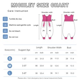 MICHLEY Baby Sleeping Bag Sack with Feet Spring Winter Swaddle Wearable Blanket Sleeveless Nightgowns for Infant Toddler, 1-3T, Rose Red Rabbit