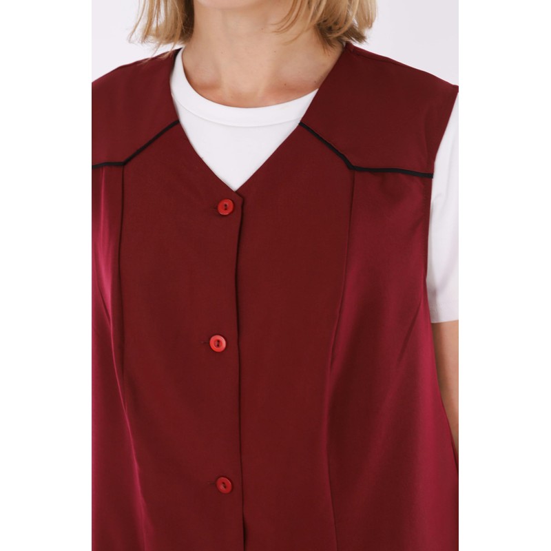 Women's Sleeveless Cooking Apron Apron Button Gown Plain House Dress,