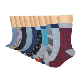 3KB Calcetines de vestir para hombre, Calcetas, colección Fun (10 pares por paquete) – Variedad de tamaños y patrones (12 – 15)