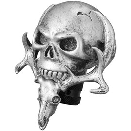 XIMINZ Shift Knob Automatic Skull Shape Universal Gear Knob Replacement with 3 Adapter Silver