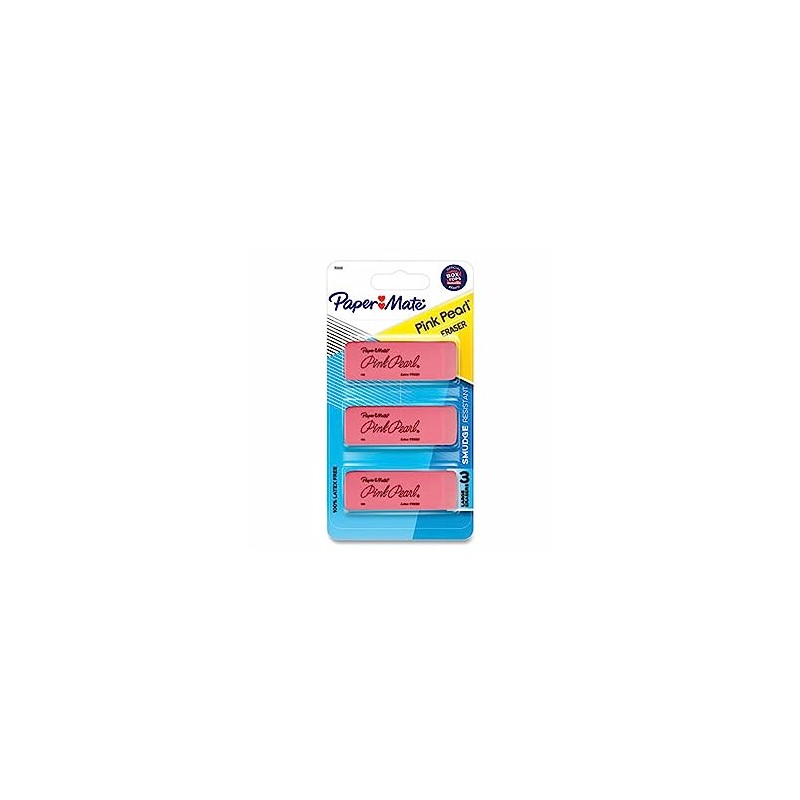 PaperMate Pink Pearl Premium Medium Rubber Eraser, 3-Count (2 Pack)