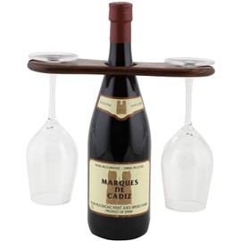 FRESCORR - Wine Bottle & Glass Holder | Handmade Antique Wood(one of The World's Finest Wood) Stand for Wine for Two Glasses & Bottle (Dalbergia Sissoo)