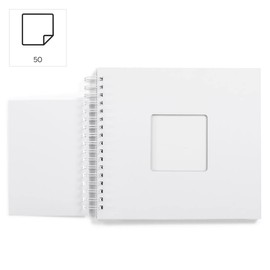 Hama DIY Photo Album with Accessories (Scrapbook Album with 50 White Pages, Creative Set with Stickers, Spiral Album with Viewing Window, DIY Photo Book 28 x 24 cm, Ring Binder) White