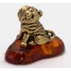Solid Brass Amber Figurine of Chinese Shar-Pei Dog IronWork