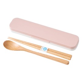 Takenaka T-36409 Cutlery Set, Mayu Mayu Wooden Chopsticks and Spoon Set, Pink (Case) Approx. 1.8 x 7.6 x 0.7 inches (4.6 x 19.3 x 1.8 cm), (Chopsticks/Spoon) Approx. 7.1 inches (18 cm)