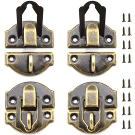 SDTC Tech 4-Pack Antique Bronze Decorative Hasp Retro Jewelry Box Latch with Matching Screws for Cabinet Drawer Wooden Crafts