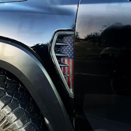 Decal Concepts American Flag Fender Vent Emblem Accent Decal Kit - Compatible with Dodge RAM TRX (2021-2025) (Flag Style (Red-White-Blue Distressed))
