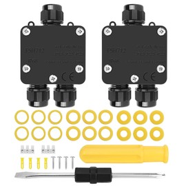 Junction Box Waterproof Junction Box Outdoor Waterproof Junction Box IP68, 2-Way Junction Box, 2 Pieces Junction Box, Outdoor Junction Box, Underground Cable Terminal Box Connection Box for Diameter 4