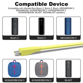 Gneinour UE Boom Charging Cord Compatible with UE Boom 3, Boom 2, Boom, Megaboom 3, Megaboom, Wonderboom 3, Wonderbooms 2, Wonderboom, Blast, Megablast Speaker, Micro USB Charging Cable, 4ft