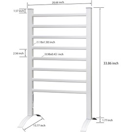 KEG Towel Warmer 8 Bars for Bathroom Freestanding or Wall Mounted Bath Towel Heater Plug-in with Built-in Timer Silver
