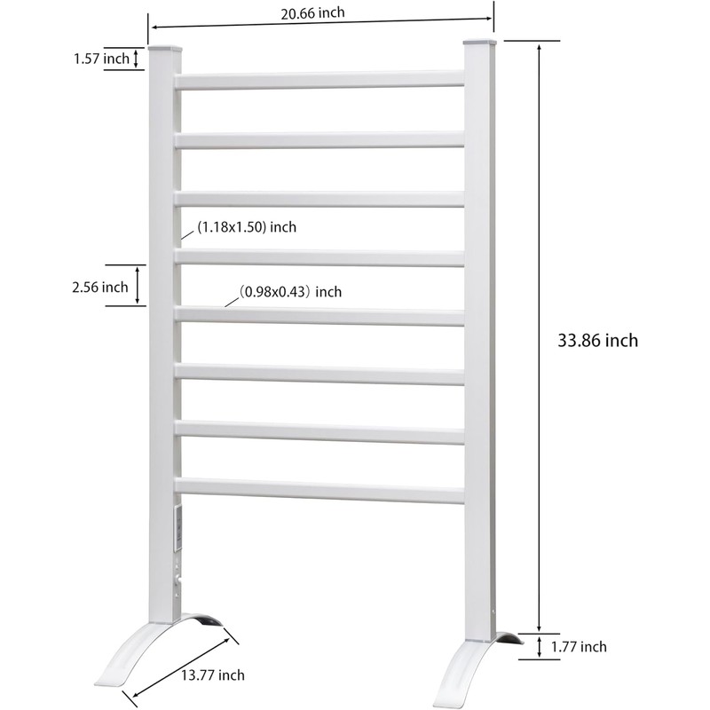 KEG Towel Warmer 8 Bars for Bathroom Freestanding or Wall