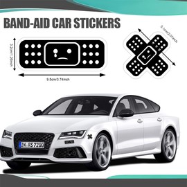 QZTYTY Car Bandaid Sticker, Bumper Stickers for Cars, Funny Cute Auto Cartoon Bandage Stickers with 2 Shapes, Car Accessories Decorative Band-Aid Sticker Universal for Vehicle Truck (Black White)