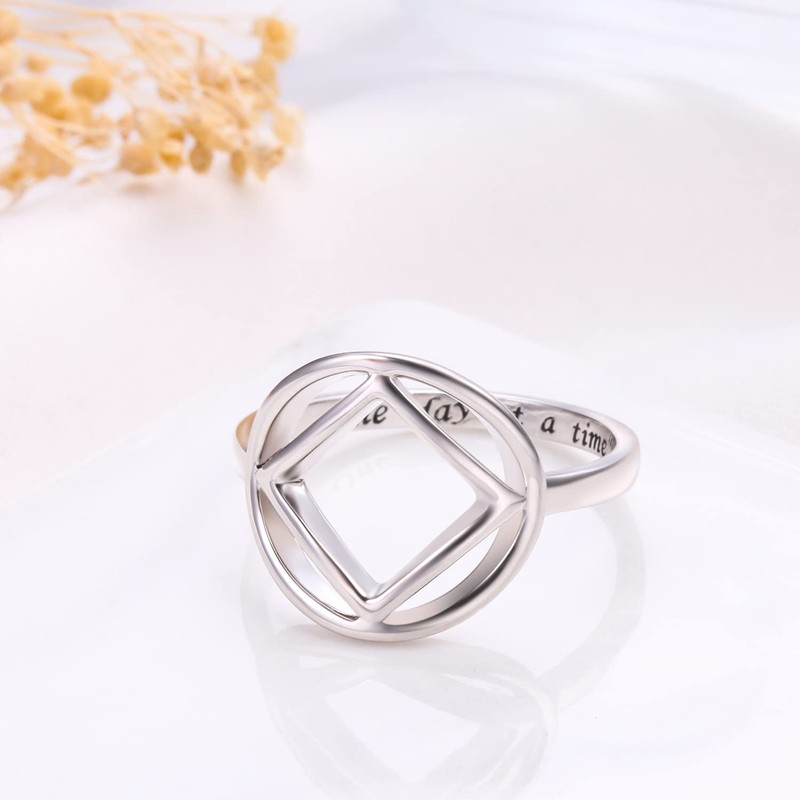DAOCHONG Sobriety Rings for Women Sterling Silver NA Narcotics Anonymous