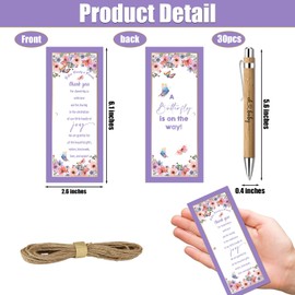 Baby Shower Favors for 30 Guests, 30 Pcs Thank You Gifts, Baby Shower Sets Included Bamboo Pens Greeting Cards, Gender Reveal Souvenirs Prizes, Butterflies Gender Reveal Decor