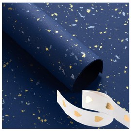 Gift Wrapping Paper With Organza Ribbon Gold Silver Foil Design with Silky Touch， Perfect for Men Women Birthday, Holiday, Wedding, Baby Shower,2 Large Sheets,Folded Flat, 30X21 Inch and 43X31Inch