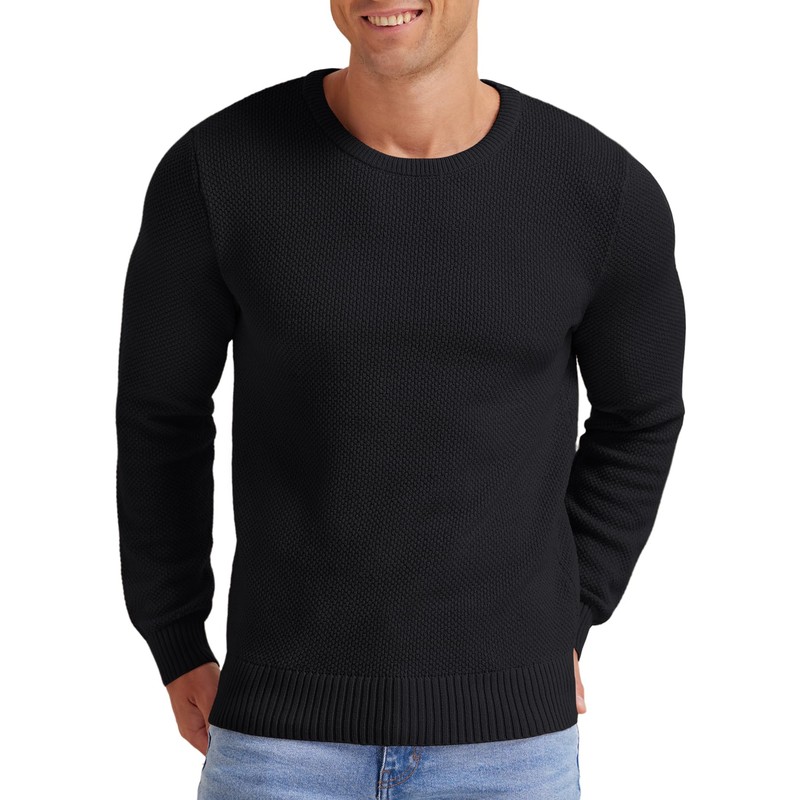 NITAGUT Mens Crew Neck Casual Classic Knitwear Lightweight Ribbed Trim