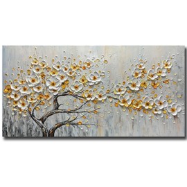 V-inspire Art,24x48 Inch Modern Hand painted - Lucky Tree - Art Abstract Oil Painting On Frame 3d Acrylic Canvas Landscape Wall Art For Living room Bedroom Decorations
