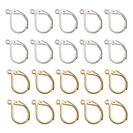 TOAOB 200pcs French Earring Hooks Leverback Earwires 10x15mm Silver and Gold Plated Metal Brass Hypoallergenic Earring Supplies Jewelry Making Findings