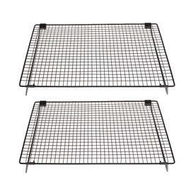 budimer Set of 2 Cooling Racks with Folding Legs，for Cooking, Roasting, Drying, Rust-Resistant Non-Stick Cooling Grilling for Baking，17 x 11.2 inches，Black(2)