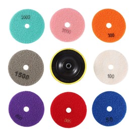 Polishing Pad Kit for Granite Concrete Marble Polishing Wet Polishing Pad Grinding Disc 100mm Coarse Grinding, Fine Grinding and Polishing