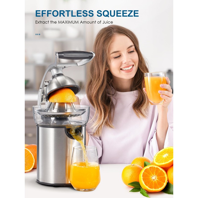 Electric Citrus Juicer Squeezer, Reemix Powerful Orange Juicer with Zine