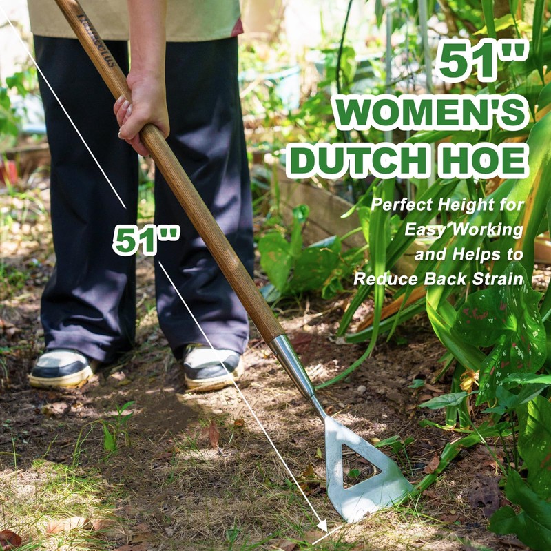 Haliaeetus Women's Dutch Hoe, 51'' Long Handle Dutch Hoe Weeder