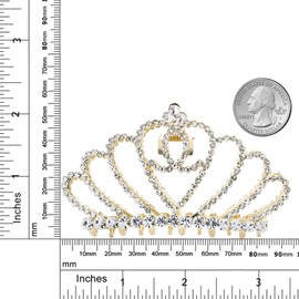 Gem Stone King Large Princess Tiara Strong Thin and Thick Hair Claw Clip with Sparkinling Stones for Women 4x2.5 Inch