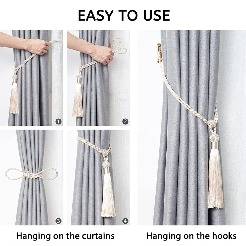 Pretty Jolly 2 Pack Long Tassel Curtain Tiebacks Handmade Braided