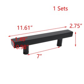 T Tulead Double Sided Push Pull Handles Sliding Door Hardware Barn Door Glass Door Handles Black 7-Inch Hole Centers