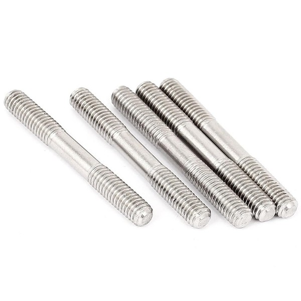 TOP-VIGOR 5Pcs Double End Threaded Stud Screw Bolt, M6x50mm 304