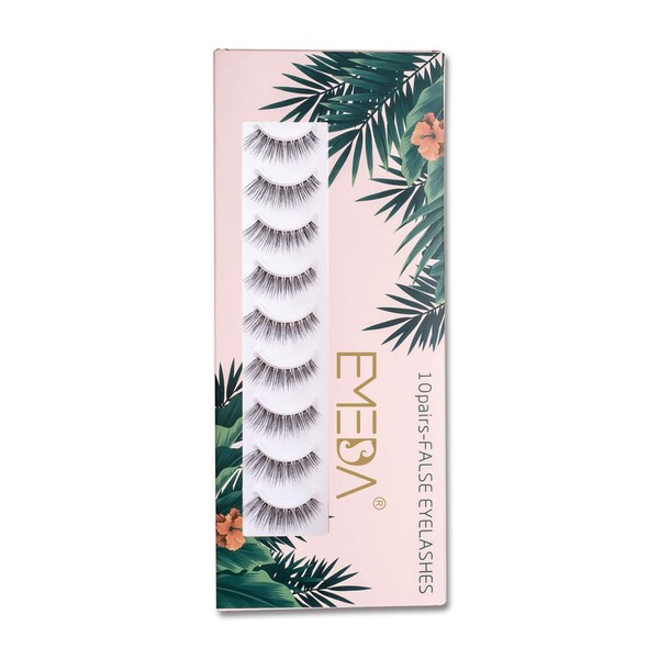 EMEDA False Eyelashes Natural Look 10 Pairs Invisible Band 3D