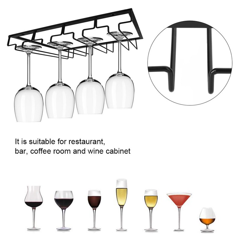 Black Wine Glass Storage Rack Organizer Hanger Holder Kitchen Bar