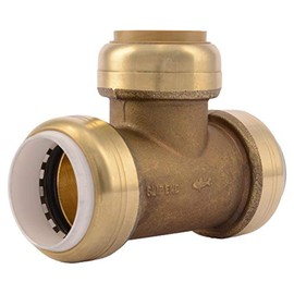SharkBite 1 Inch PVC x 1 Inch PVC x 1 Inch CTS Slip Tee, Push To Connect Brass Plumbing Fitting, UIP376A