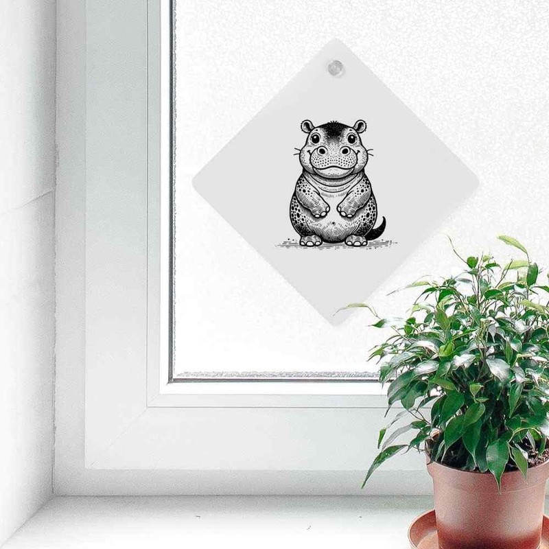'Happy Baby Hippo' Suction Cup Car Window Sign (CG00028227)