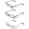 V.W.E. 3 Pairs Slim Metal Rectangular Reading Glasses/w Spring Hinge