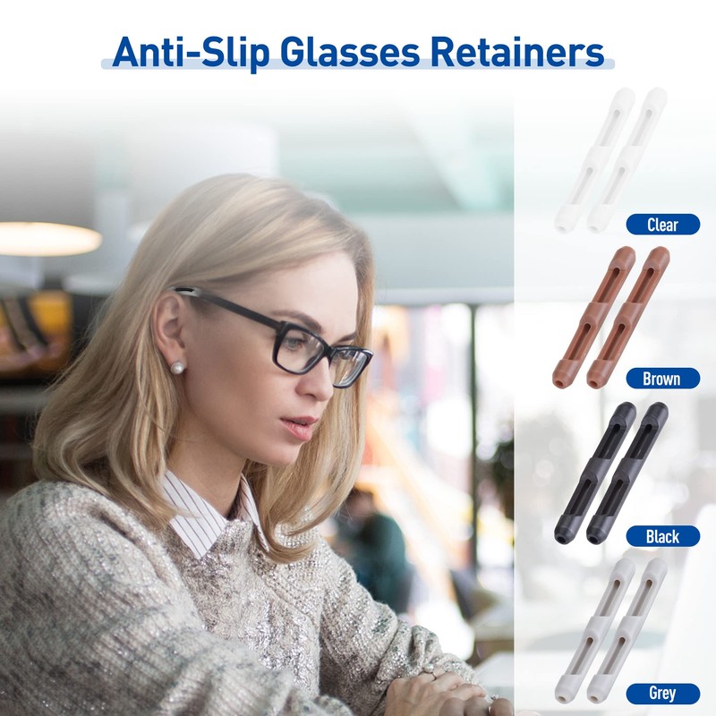 lvvfit Soft Silicone Eyeglasses Temple Tips Sleeve Retainer,Anti-Slip Elastic Comfort