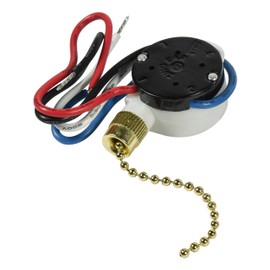 HQRP Ceiling Fan Switch Compatible with Zing Ear ZE-208s E89885, Satco 80-1983, Wu Pin LJY209A, Harbor Breeze 33905 3-Speed 4-Wire Pull Chain Fan Light Switch with 4 Pre-Installed Wires, UL Listed