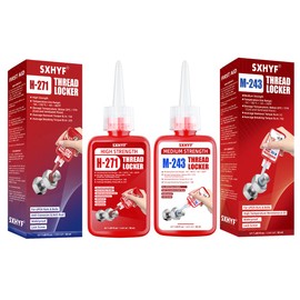SXhyf Thread Locker Blue 243 & Red 271, Lock Tight Nuts and Bolts, Threadlocker Medium and High Strength, for Lock and Seal Fasteners, Metals and Screw, Prevent Rust and Corrosion(1.69Fl Oz/50ml x2)