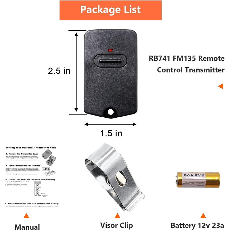 RB741 for Mighty Mule Gate Opener Remote, 318MHZ Gate Remote