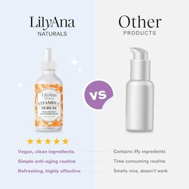 Suero con vitamina C y ácido hialurónico para cara y ojos – Cuidado orgánico de la piel con ingredientes naturales para el acné, antiarrugas, antienve