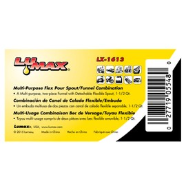 Lumax LX-1613 Black 1-1/2 Quart Multi-Purpose Combination Funnel with Flex Spout. Ideal for Auto, Marine, Farm, Fleet uses. Perfect for Any Oil Change, Power Steering.