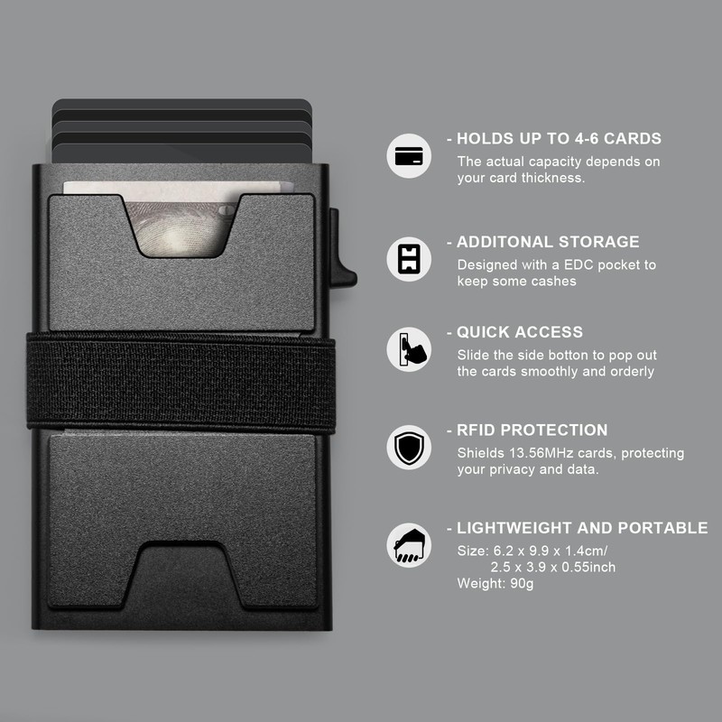 Holdfiturn Card Holder Wallet Men’s Slim Wallet RFID Blocking Pop-Up