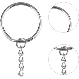 Nivofu Juego de Anillos de Llavero, Llaveros con Cadena, Anillos de Llavero con Cadena y Conector, con Anillos Abiertos y Ojo de Tornillo, para Llaveros de Metal para Joyas Clip y Manualidades DIY (50)